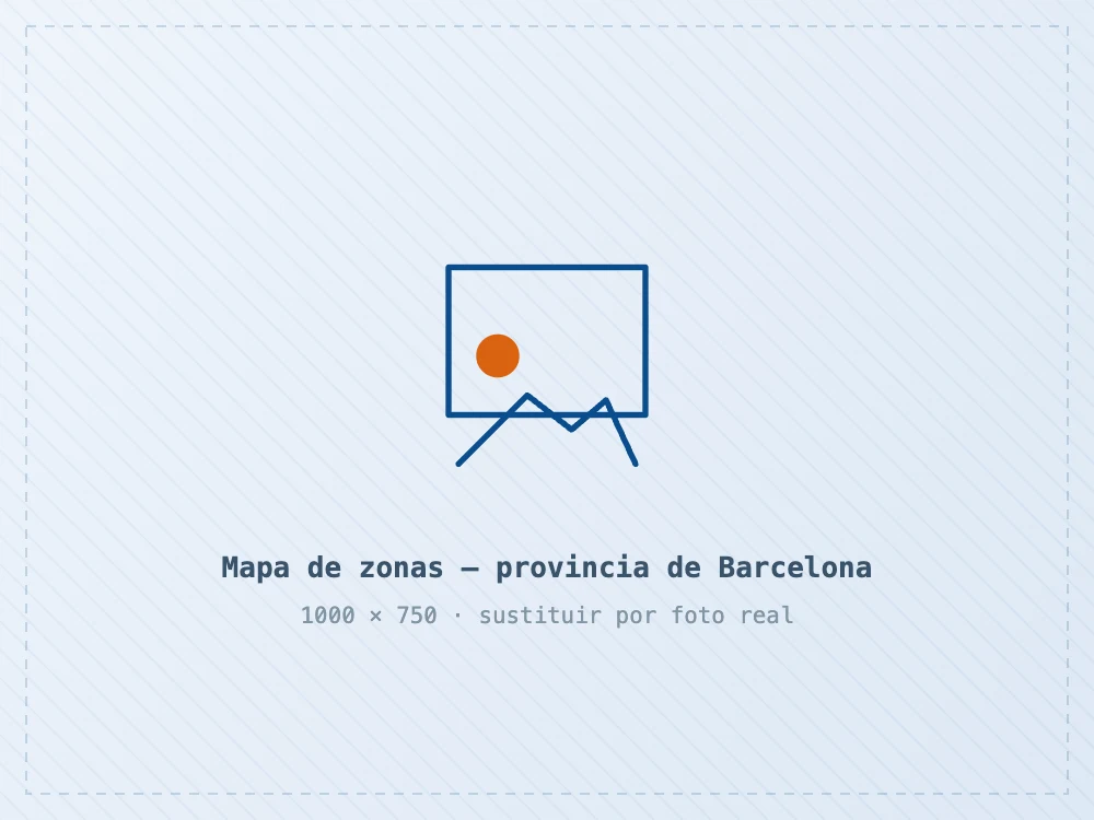 Mapa de las zonas de servicio de Calderas Terrassa en la provincia de Barcelona